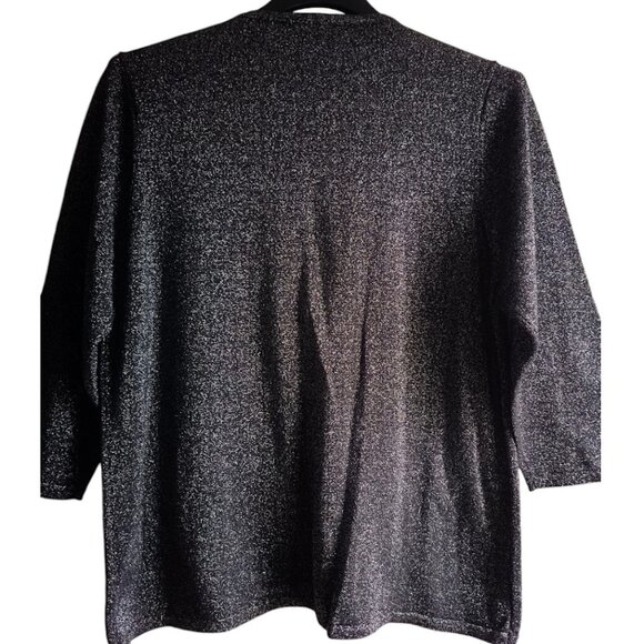 L✨Vintage Alia Sweater Black Grey Sparkly Top Blouse Closure with a Rhinestone - Picture 4 of 9